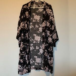 Spiritual gangster robe black with lavender floral